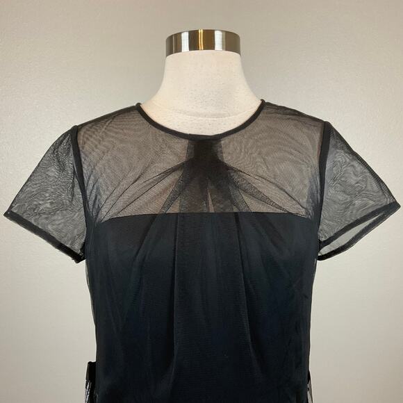 JS Collections Embroidered Lace Midi Sheath Cocktail Dress Black Size 18 - Picture 6 of 11